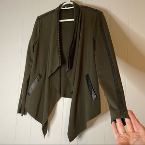 Premise Studio green blazer jacket with faux leather accents size small